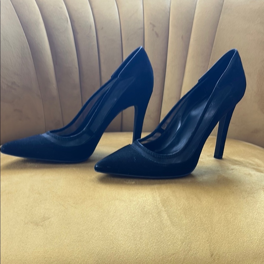 Elegant Black Suede Stiletto    Heels